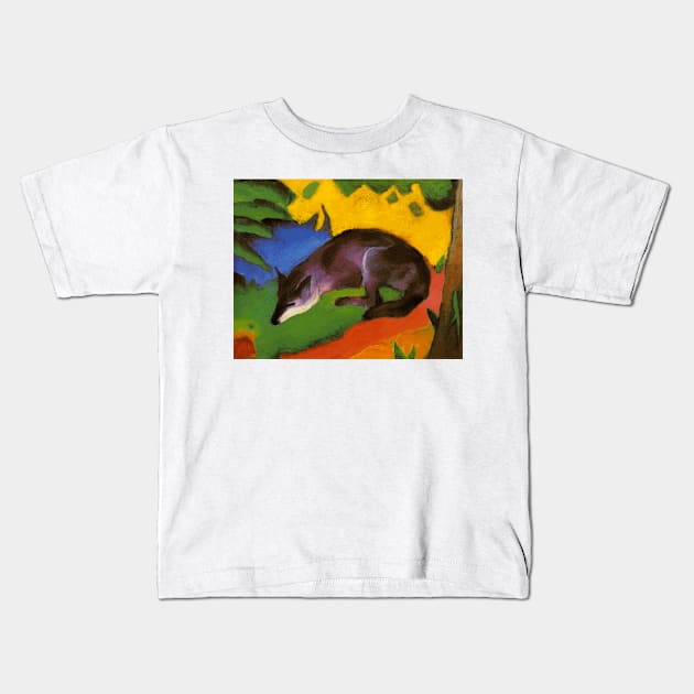 Blue-Black Fox by Franz Marc Kids T-Shirt by Naves